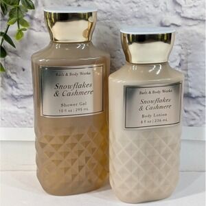 NEW LOT 2❄️Bath & Body Works SNOWFLAKES CASHMERE Body Lotion 8oz Shower Gel 10oz